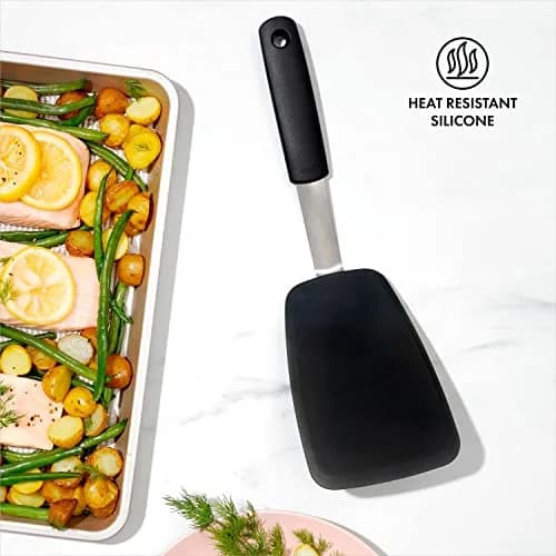 OXO Good Grips Large Silicone Flexible Turner | Heat-Resistant, Non-Stick Safe, Stainless Steel Handle thumbnail 2