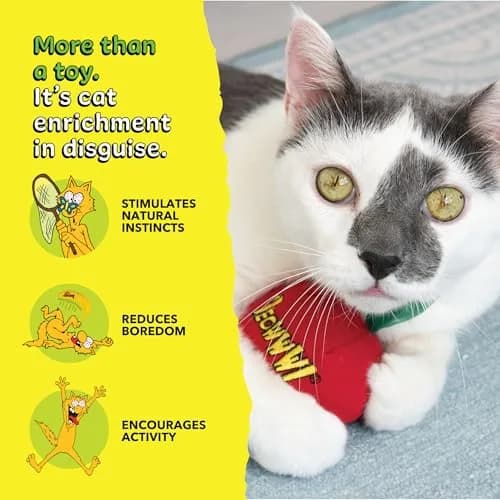 Yeowww! Catnip Apple Cat Toy 4 inch | 100% Organic Catnip, Crinkly Stem & Leaf thumbnail 6