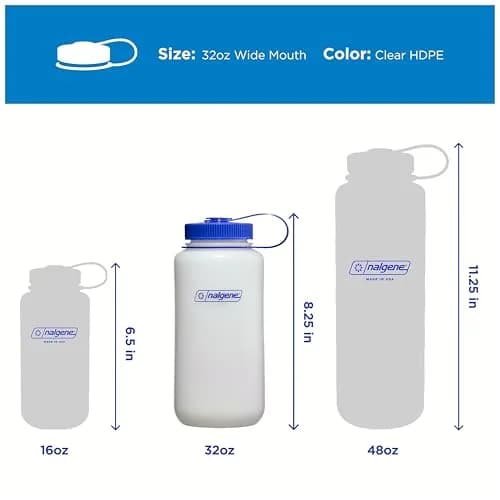 Nalgene Wide Mouth 32 oz (946 ml) BPA-Free HDPE Water Bottle | Leak-Proof & Durable for Everyday Adventures thumbnail 5