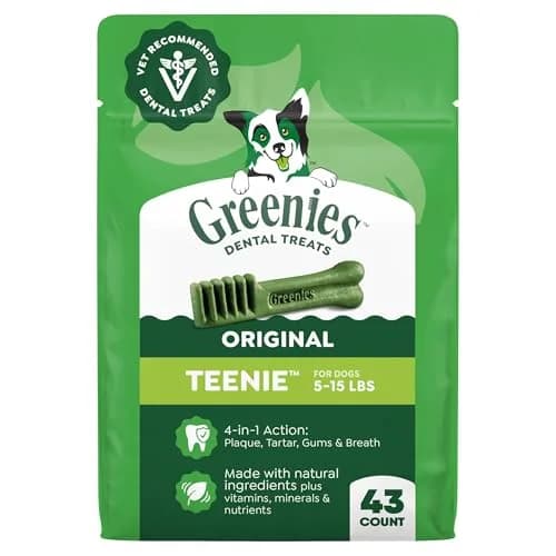 Greenies Teenie Original Dental Dog Treats, Chicken, 43 Count (12 oz / 340 g) | Veterinarian-Recommended for Small Dogs thumbnail 1