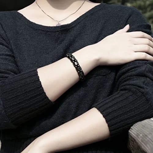 VIKI LYNN Hematite Magnetic Bracelets for Men and Women | Adjustable Magnetic Fidget Wristband Jewelry Gift thumbnail 6