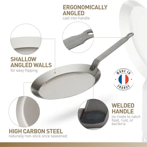 Matfer Bourgeat Black Carbon Steel Crêpe Pan 19.6cm (7 5/8") | Induction Compatible Heavy Duty Fry Pan thumbnail 7