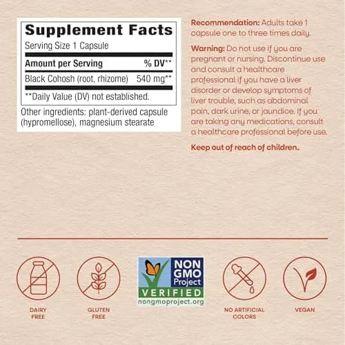 Nature's Way Black Cohosh Root Capsules 100 Count Vegan | Traditional Women's Herbal Supplement thumbnail 6