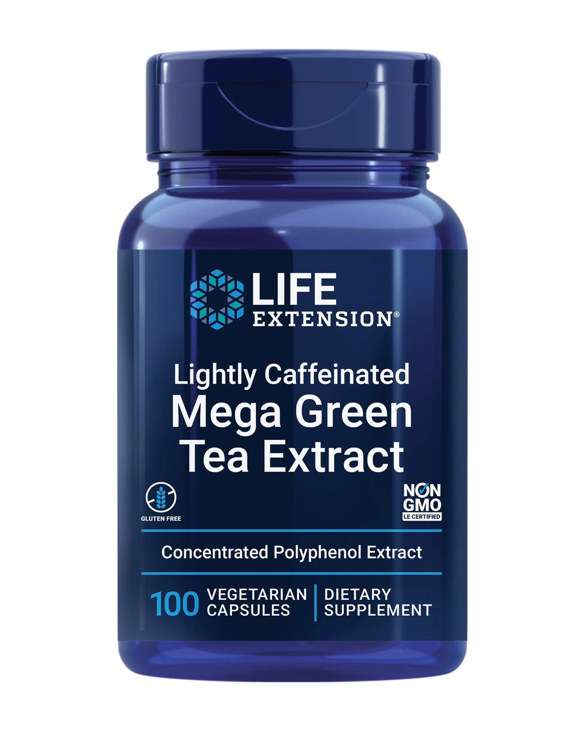 Life Extension Lightly Caffeinated Mega Green Tea Extract, 100 Capsules | Supports Cellular & Heart Health