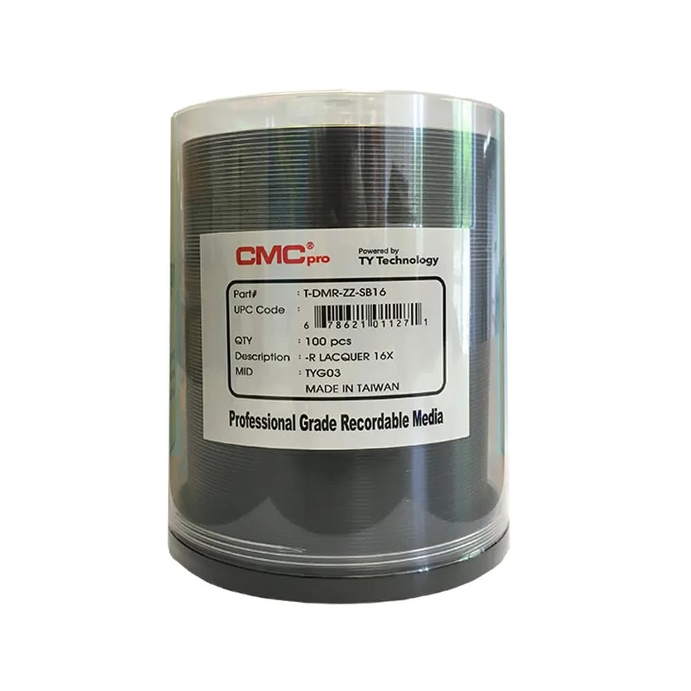 CMCpro Powered by TY Technology 16x DVD-R Silver Thermal 4.7GB (120 min) | 100 Pack Cake Box - main product image