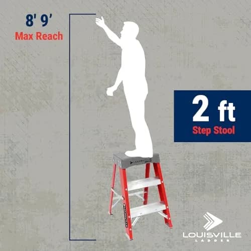 Louisville Ladder 2 ft Fiberglass Step Stool, FS1502, Type IA, 300 lbs | Industrial Grade Non-Conductive Ladder thumbnail 2