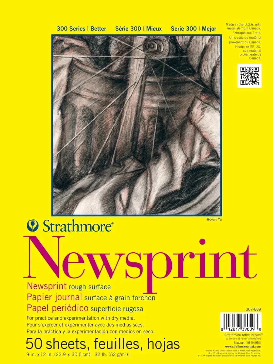 Strathmore 300 Series Newsprint Pad 25cm x 30cm (9 x 12 inches) 50 Sheets | Rough Paper for Sketching - main product image