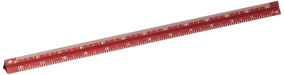 Alumicolor 3000 Series 6-Inch Red Aluminum Triangular Engineer Scale | Precise & Lightweight (70-120 chars) - main product image