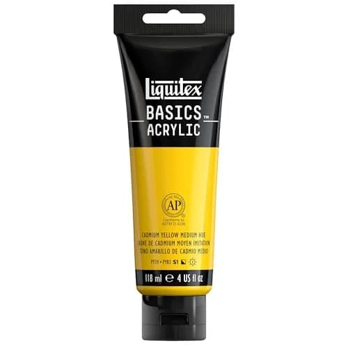 Liquitex BASICS Acrylic Paint, 118ml (4-oz) Tube, Cadmium Yellow Medium Hue | Lightfast Artist-Quality Colors thumbnail 1