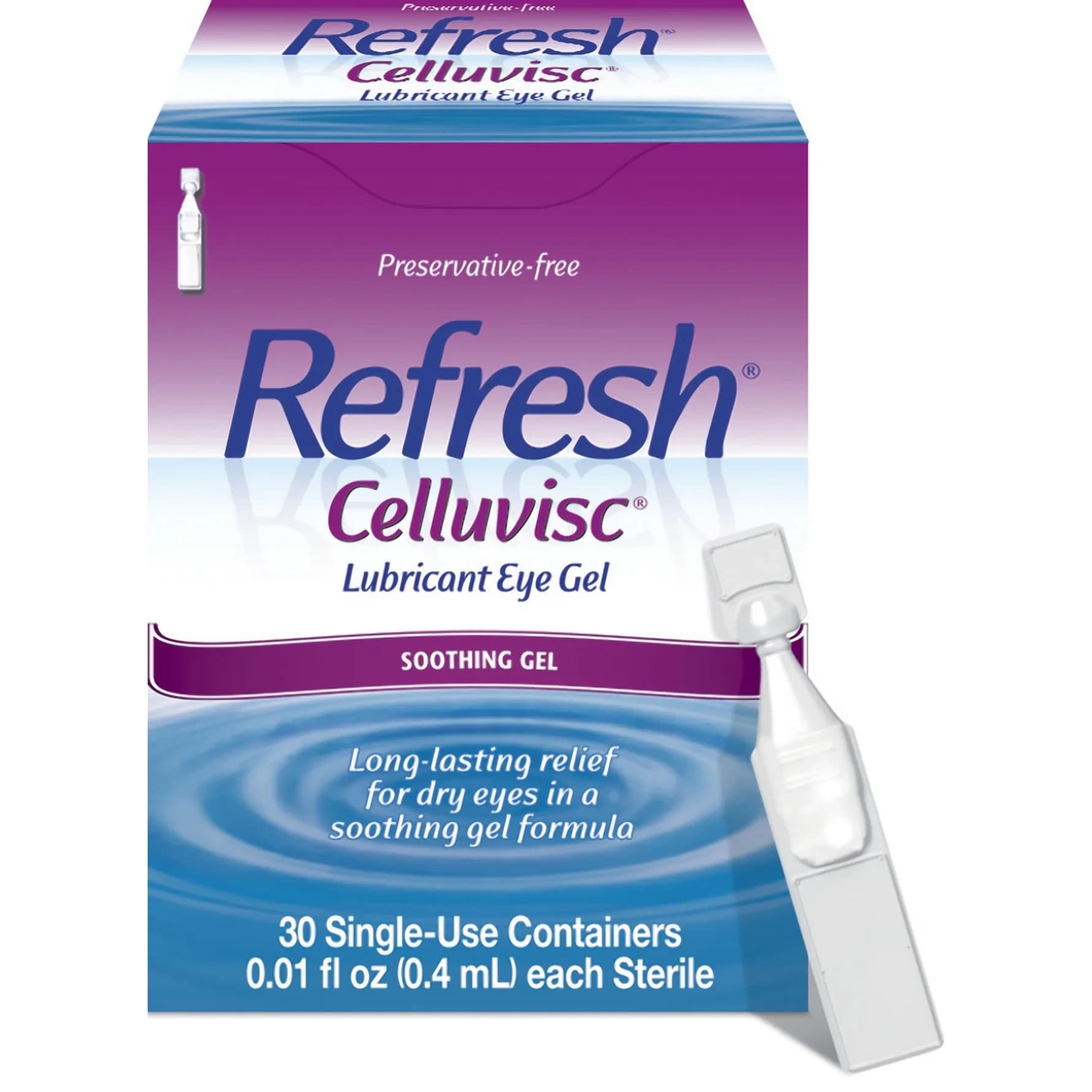 Refresh Celluvisc Lubricant Eye Gel Preservative-Free Artificial Tears 0.4 mL (0.01 fl oz) 30 Single-Use Containers | Medication