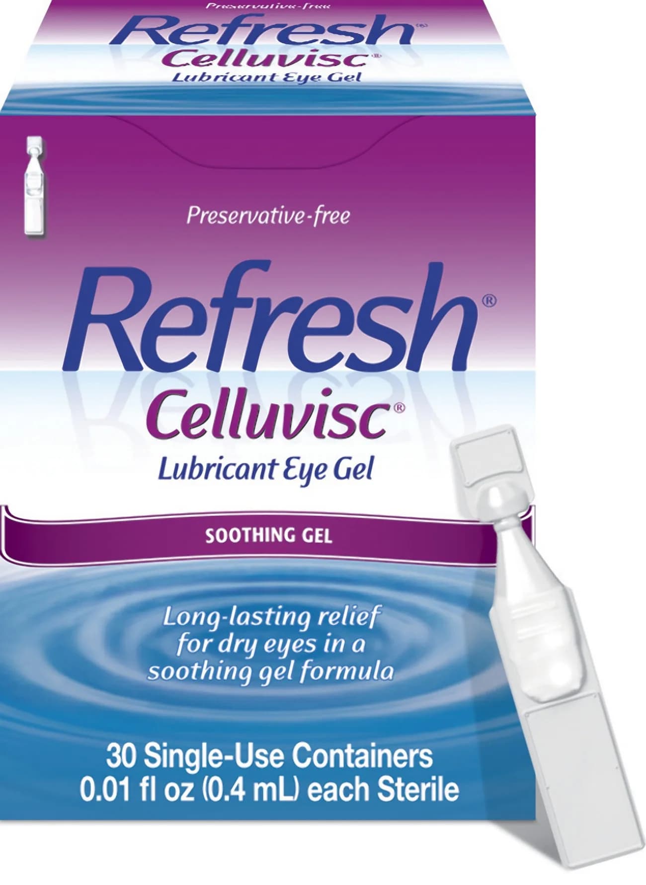 Refresh Celluvisc Lubricant Eye Gel Preservative-Free Artificial Tears 0.4 mL (0.01 fl oz) 30 Single-Use Containers | Medication — 30 units