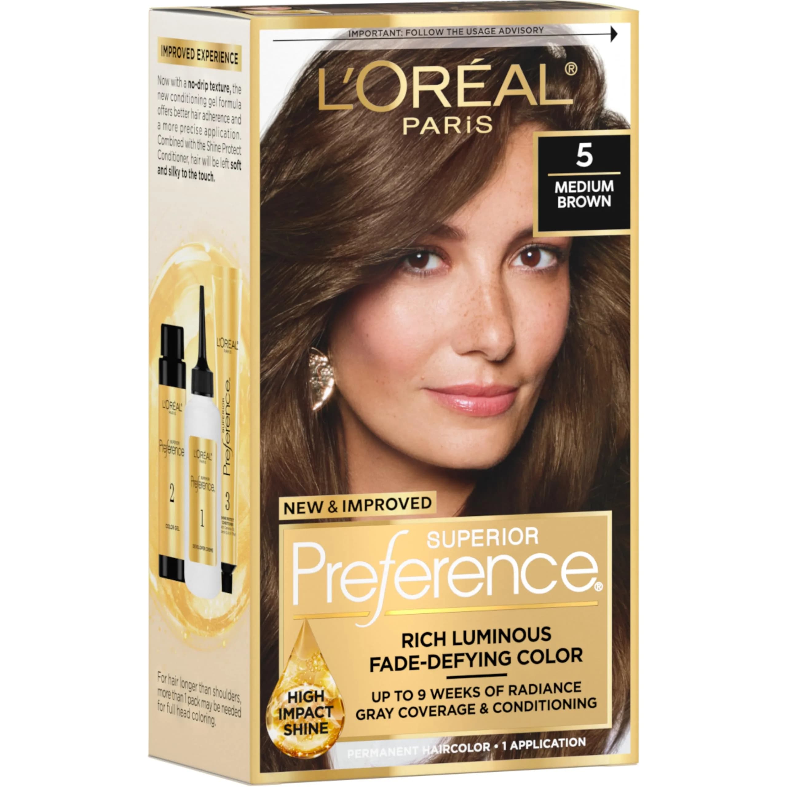 L'Oreal Paris Superior Preference Permanent Hair Color, Medium Brown 5, 1 Count Pack — Blacks & Browns