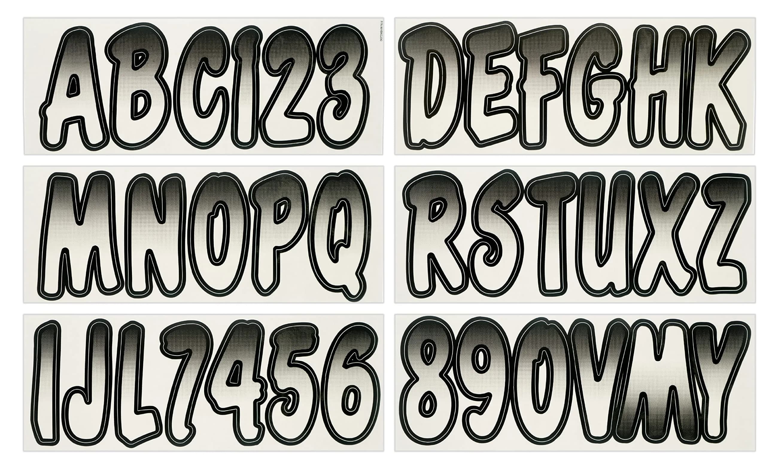 Hardline Products Series 200 Boat Registration Kit 3 Inch White/Black Gradient | USCG Compliant Marine Vinyl Lettering & Numbers - main product image