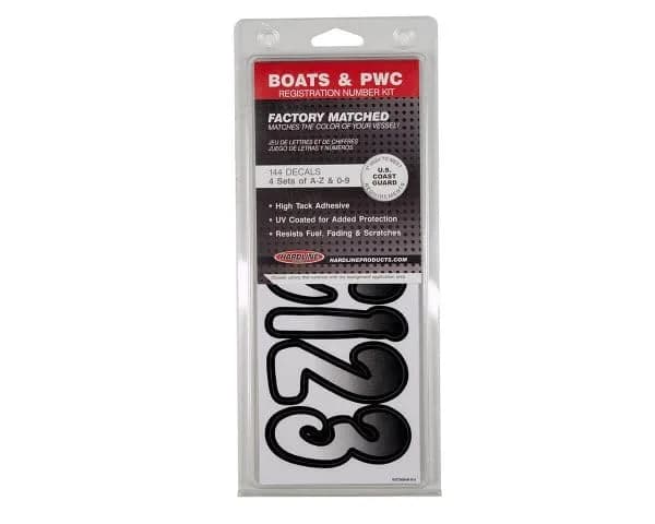 Hardline Products Series 200 Boat Registration Kit 3 Inch White/Black Gradient | USCG Compliant Marine Vinyl Lettering & Numbers thumbnail 3