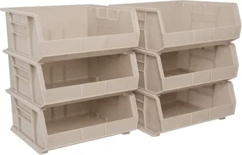 Akro-Mils 30235 AkroBins Plastic Storage Bins 11"x11"x5" Stone 6-Pack | Heavy Duty Stackable Organizer for Home & Garage thumbnail 1