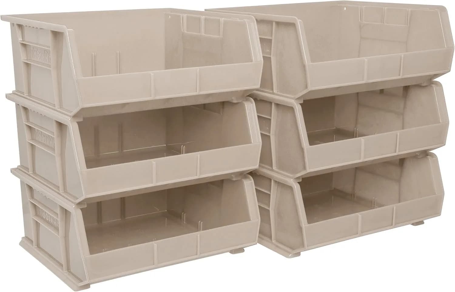 Akro-Mils 30235 AkroBins Plastic Storage Bins 11"x11"x5" Stone 6-Pack | Heavy Duty Stackable Organizer for Home & Garage - main product image