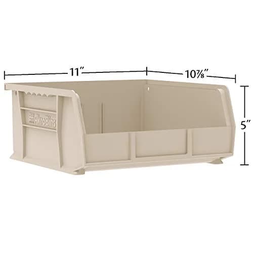 Akro-Mils 30235 AkroBins Plastic Storage Bins 11"x11"x5" Stone 6-Pack | Heavy Duty Stackable Organizer for Home & Garage thumbnail 2
