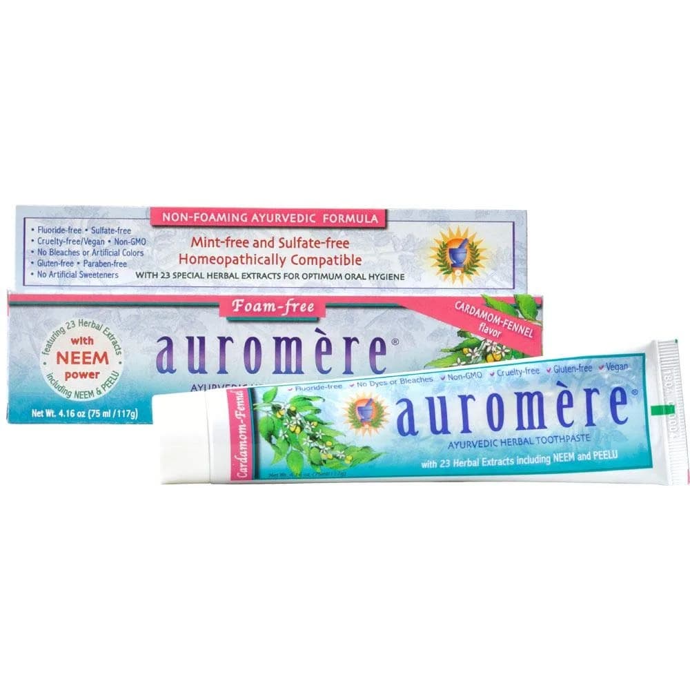 Auromere Ayurvedic Herbal Neem & Clove Toothpaste Cardamom-Fennel 117.93g (4.16 oz) | Fluoride-Free Oral Care - main product image
