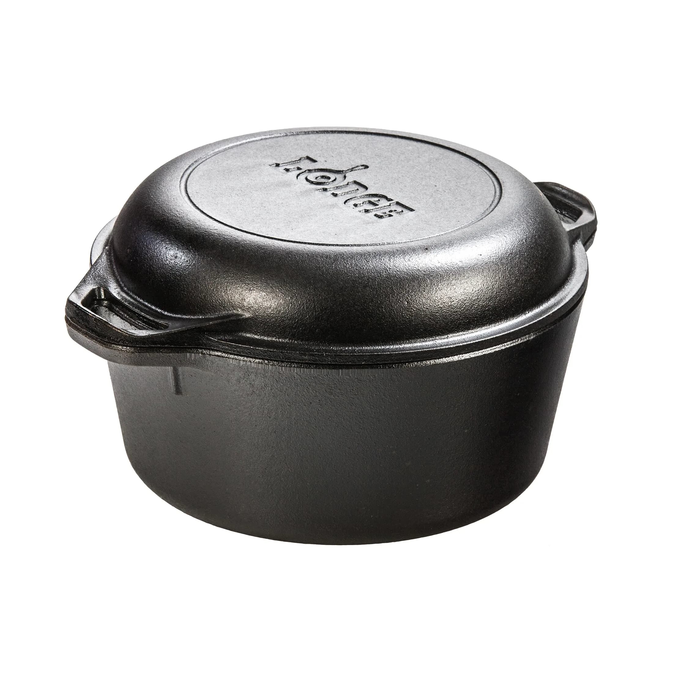 Lodge Cast Iron Double Dutch Oven with Skillet Lid, 5 Quart (4.73 L) | USA-Sourced Heavy-Duty Cookware - main product image