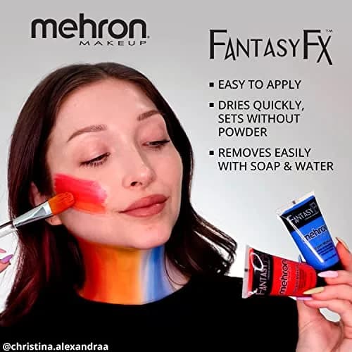 Mehron Makeup Fantasy FX Blue Water-Based Face & Body Paint 29.57ml (1 Fl Oz) | Professional Grade for Cosplay & Halloween thumbnail 4