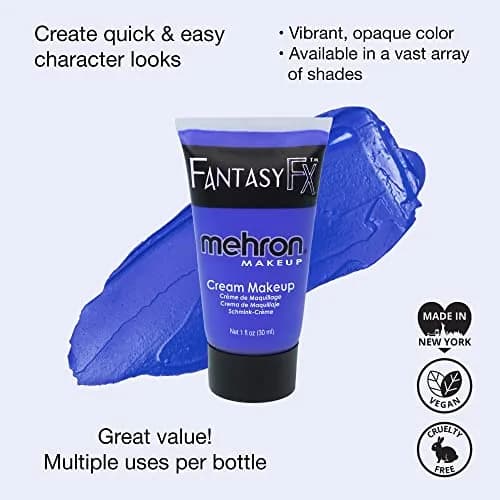 Mehron Makeup Fantasy FX Blue Water-Based Face & Body Paint 29.57ml (1 Fl Oz) | Professional Grade for Cosplay & Halloween thumbnail 2