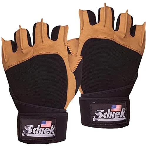 Schiek Sports Model 425 Power Series Weight Lifting Gloves - Leather Gym Gloves with Padded Palms thumbnail 1