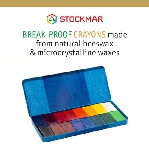 STOCKMAR Wax Block Crayons 16 Assorted Colors in Tin Case | Beeswax-Based Art Crayons for Drawing & Coloring thumbnail 8