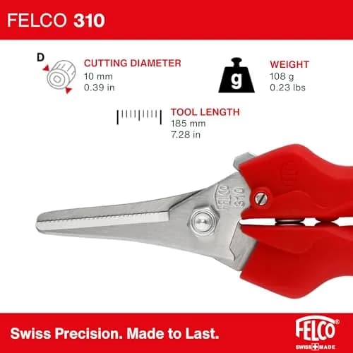 FELCO F310 Pruning Snips – 18cm Lightweight Garden Clippers for Fine Trimming & Harvesting | Precision Tip thumbnail 4