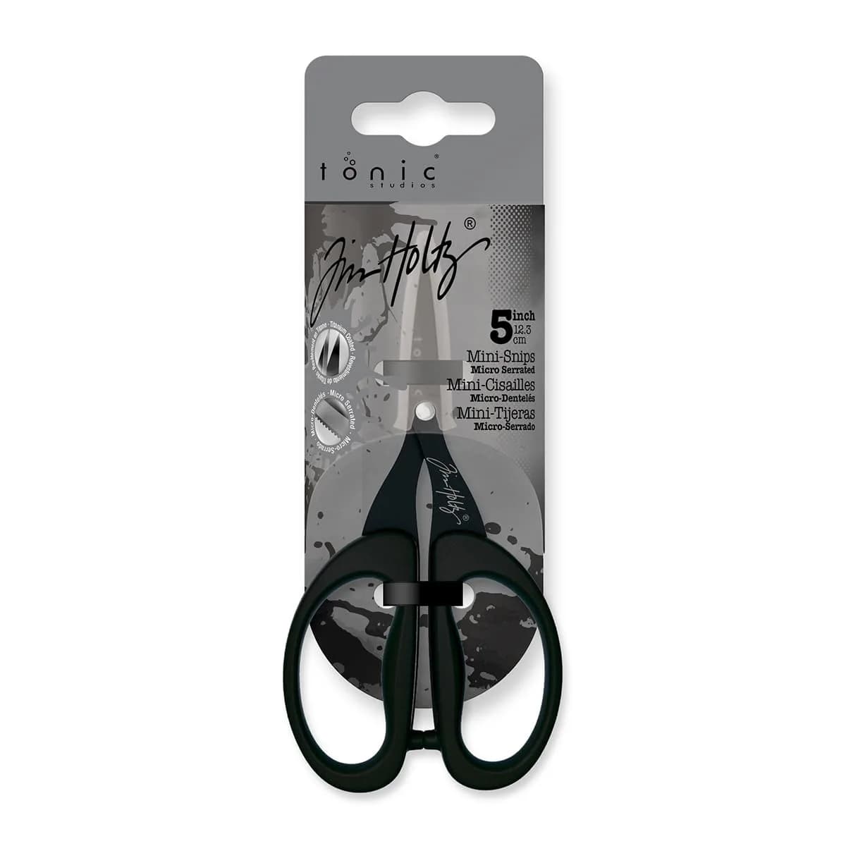 Tonic Studios Tim Holtz 5 Inch Mini Snips Scissors 12.7 cm (5 Inch) | Micro Serrated Titanium Blade for Precision Crafting - main product image