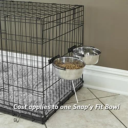 MidWest Homes for Pets Snap'y Fit Stainless Steel Food or Water Bowl 1 Quart (4 Cups) | Mounts to Wire Crates, No-Tip Design thumbnail 4