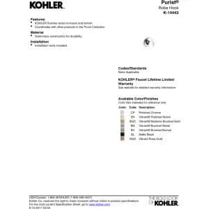 Kohler Purist Robe Hook, Vibrant Brushed Nickel | Solid Brass Construction, 15.8 cm (6.22 in) Length thumbnail 2