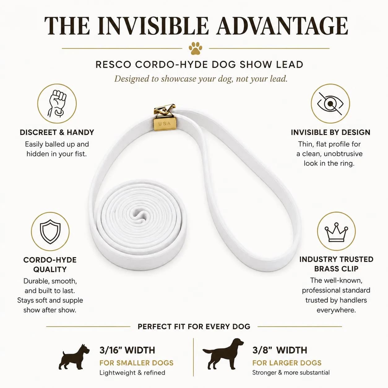 Resco Cordo-Hyde Dog Show Lead for Conformation, Wide (3/8"), Tan thumbnail 2
