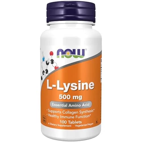 NOW Supplements, L-Lysine 500 mg, Amino Acid, 100 Tabs | Supports Collagen & Immune Function thumbnail 1