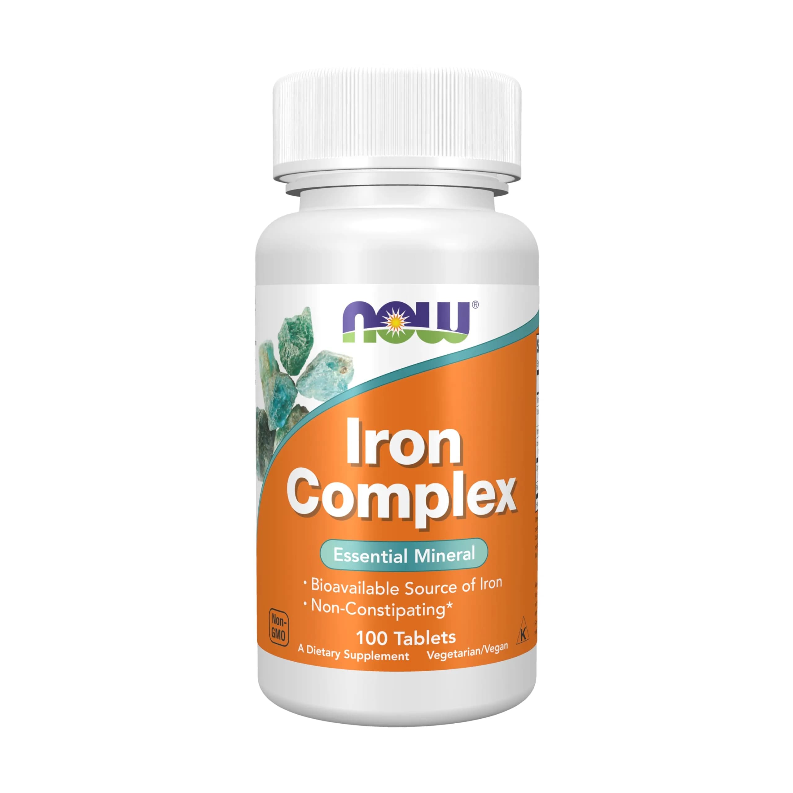 NOW Foods Iron Complex Mineral Supplement Tablets 100 Count | Essential Mineral for Oxygen Transport — Gray/Brown W/Speckles