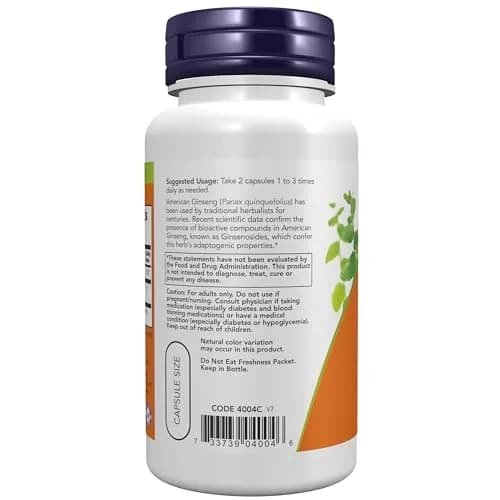 NOW Supplements American Ginseng Extract 100 Veg Caps | Adaptogenic Herb for Energy & Focus thumbnail 3