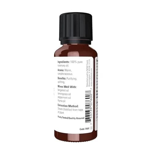 NOW Foods Rosemary Essential Oil 29.57ml (1 fl. oz) | Steam Distilled, Undiluted, Uplifting Aroma thumbnail 2