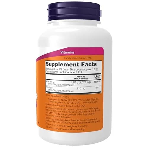 NOW Supplements Sodium Ascorbate Powder 8 oz | Buffered Vitamin C for Immunity & Skin thumbnail 2