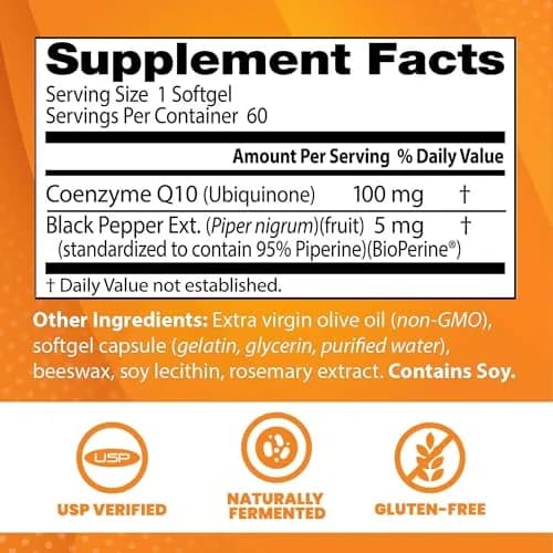 Doctor's Best High Absorption CoQ10 with BioPerine 100 mg 60 SoFtgels thumbnail 2