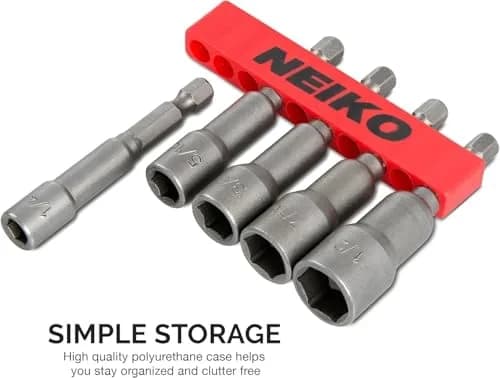 NEIKO 10066A Magnetic Nut Driver Set 5 Piece SAE 1/4" to 1/2" | Cr-V Steel thumbnail 4