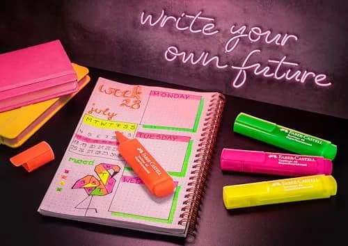 Faber-Castell Fluorescent Highlighters, 8 Neon Colors | Chisel Tip, Water-Based Ink, 1-5mm Line Widths thumbnail 2