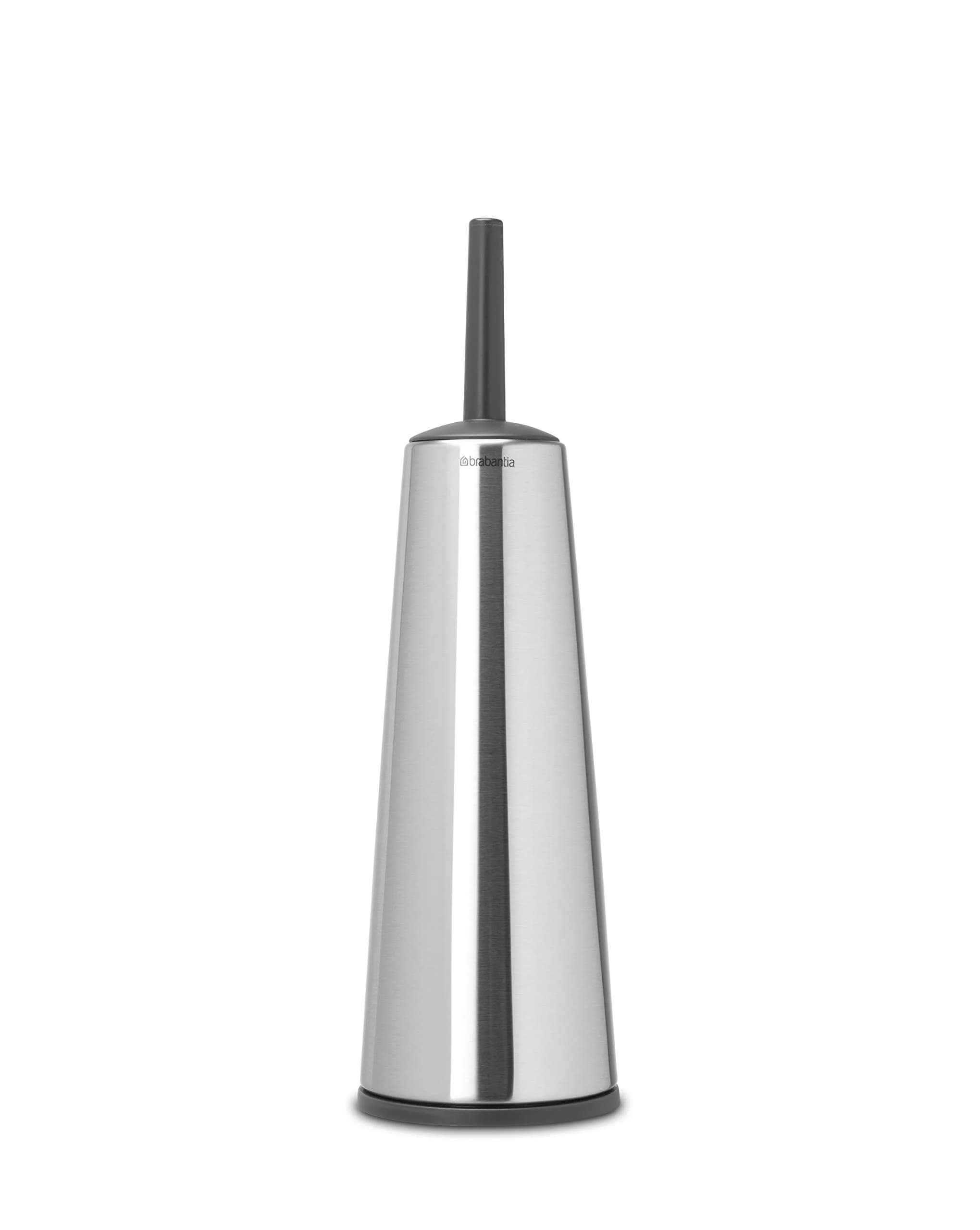 Brabantia ReNew Toilet Brush & Holder Set Matt Black | Corrosion Resistant, Discreet Holder, 16.5 Inch Height — Matt Steel