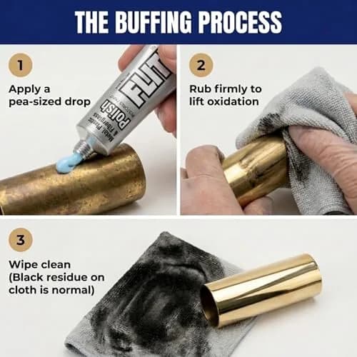 Flitz Metal Polish Paste 1.76oz | Non-Abrasive Light Oxidation Remover for Solid Metals thumbnail 5