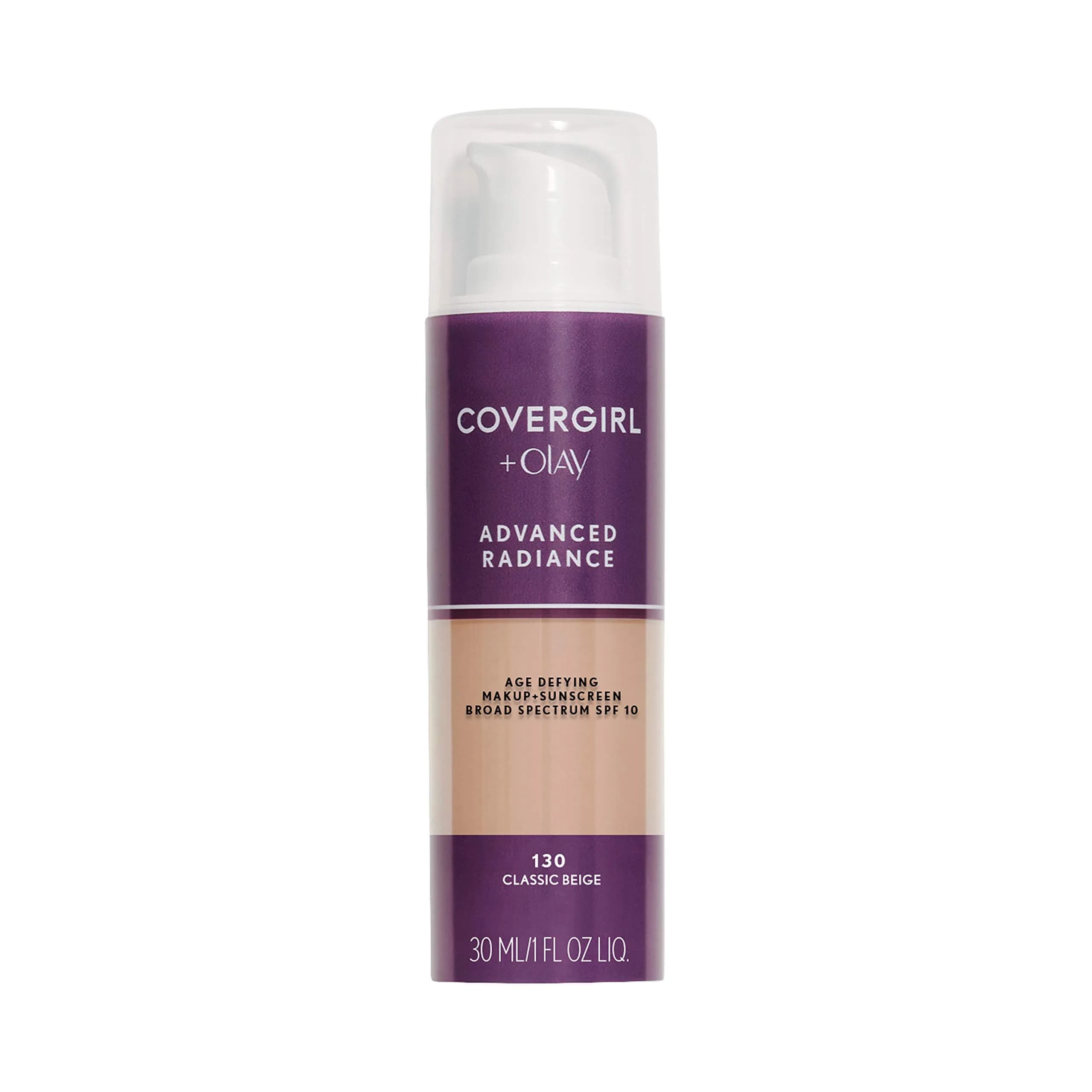 COVERGIRL Advanced Radiance Age-Defying Foundation Makeup, Classic Beige, 1 oz | Youthful Radiance & Flawless Finish — Creamy Natural / 1 Fl Oz