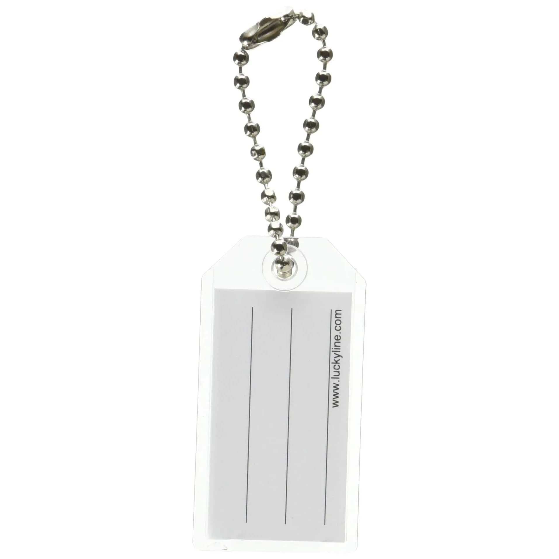 Lucky Line Clear Key Tags with Ball Chain 100-Pack | Durable Plastic Key Identifier - main product image