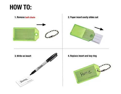 Lucky Line Clear Key Tags with Ball Chain 100-Pack | Durable Plastic Key Identifier thumbnail 4
