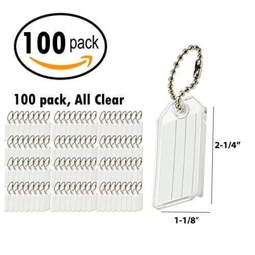 Lucky Line Clear Key Tags with Ball Chain 100-Pack | Durable Plastic Key Identifier thumbnail 5