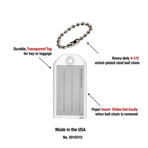 Lucky Line Clear Key Tags with Ball Chain 100-Pack | Durable Plastic Key Identifier thumbnail 6