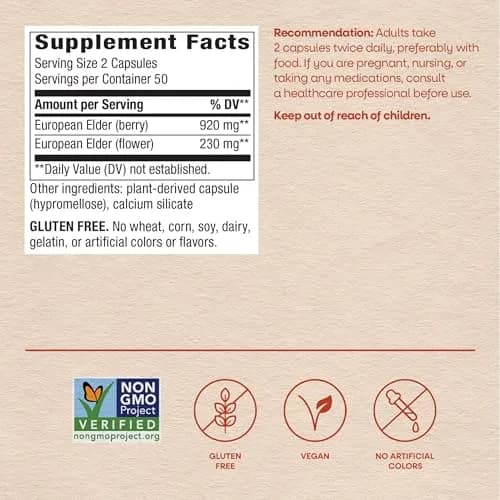Nature's Way Black Elderberry Capsules 100 Count | Traditional Immune Support with European Elderberry & Flower thumbnail 7