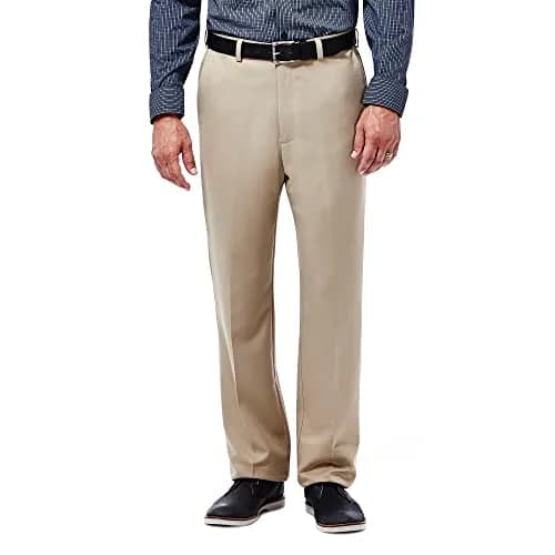 Haggar Mens Cool 18 Classic Fit Flat Front Pants 38W x 30L | Wrinkle-Resistant, Moisture Wicking, No-Iron thumbnail 1