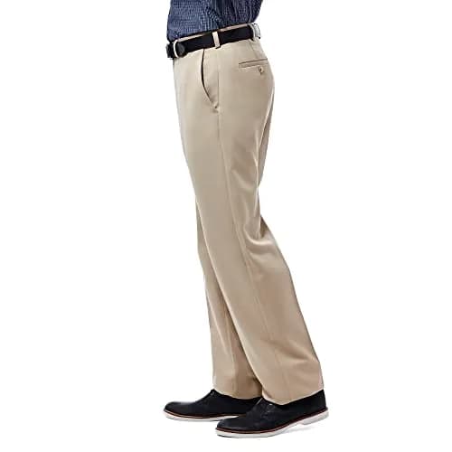 Haggar Mens Cool 18 Classic Fit Flat Front Pants 38W x 30L | Wrinkle-Resistant, Moisture Wicking, No-Iron thumbnail 2